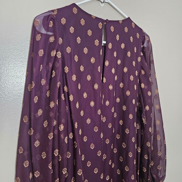 NWT Calvin Klein Shift Dress Sz 8 Aubergine Gold - Picture 8 of 15